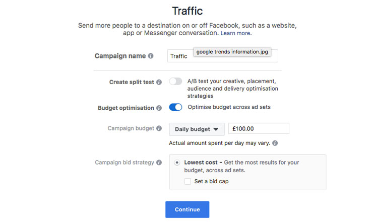 facebook traffic objective